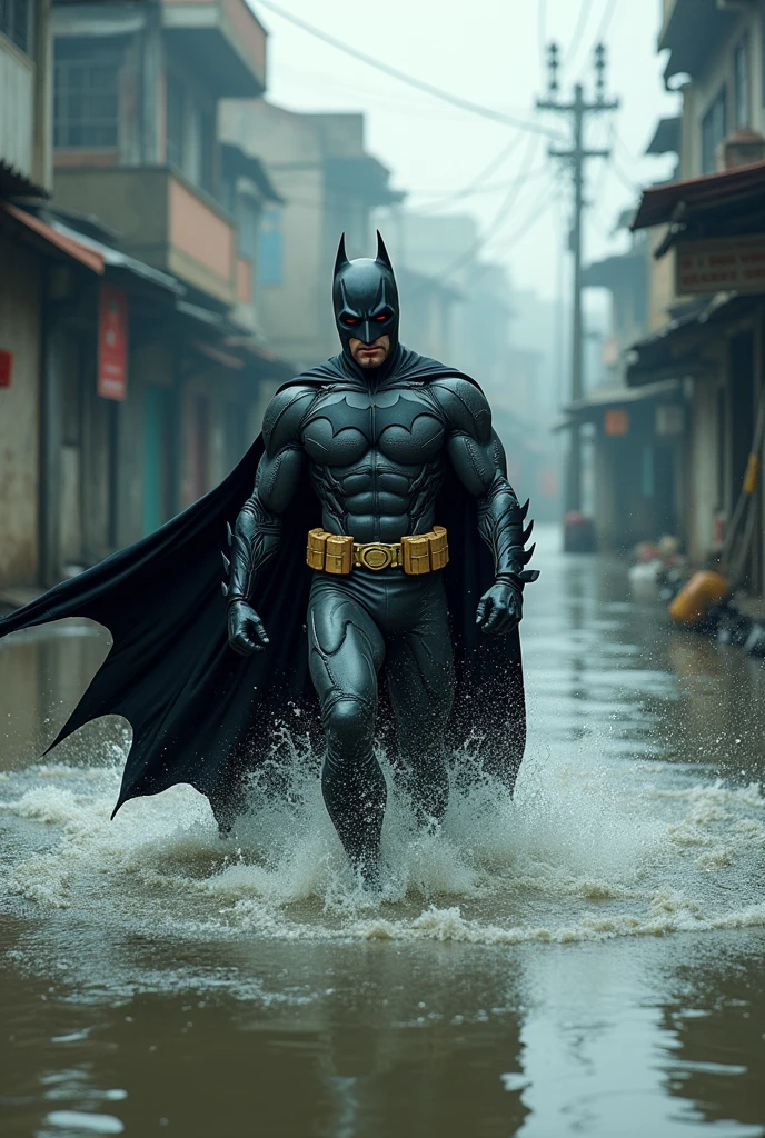 Bangladeshi batman drowning in flood