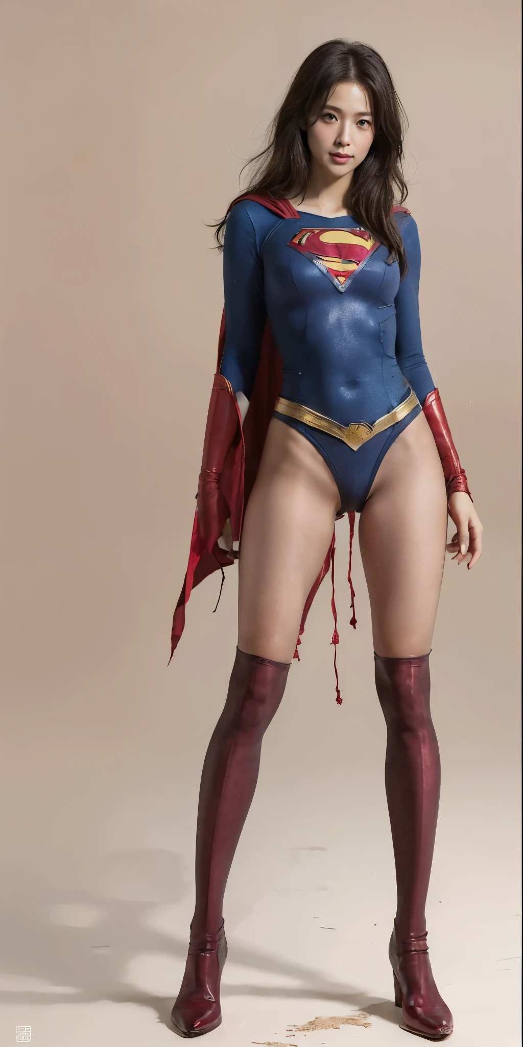 No background、(((Beautiful legs in black tights.)))、(((Legalize the beauty of your suffering face)))、((((Make the most of your original images)))、(((Supergirl Costume)))、(((Beautiful Hair)))、(((suffering)))、(((Please wear black tights....、Wear red boots)))、((Best image quality、8k))、((Highest quality、8k、masterpiece:1.3))、(((Preserve background )))、Sharp focus:1.2、Beautiful woman with perfect figure:1.4、Slim Abs:1.2、Wet body:1.5、Highly detailed face and skin texture、8k