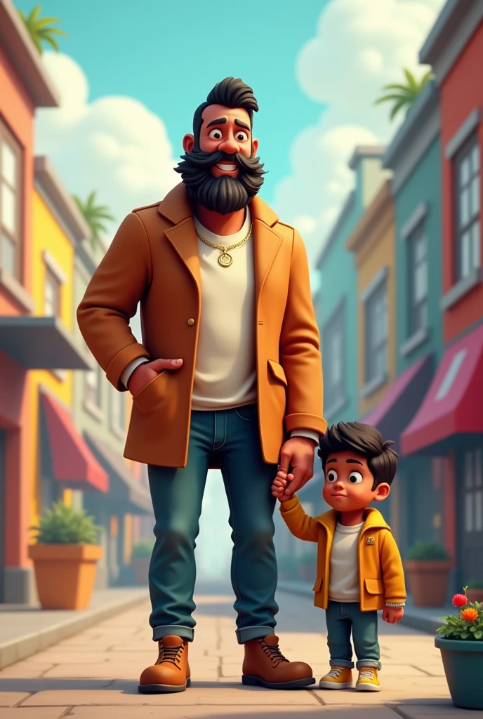 Advocate and young boy beard ai 3d image cartoon type