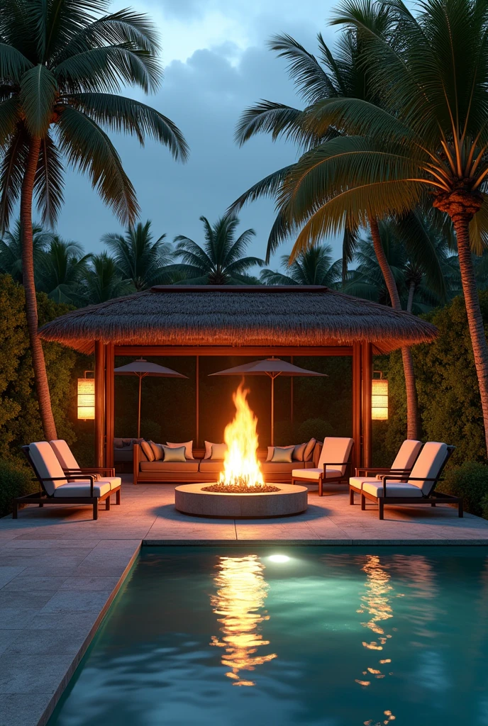 ((fire in the middle)), poolside lounge