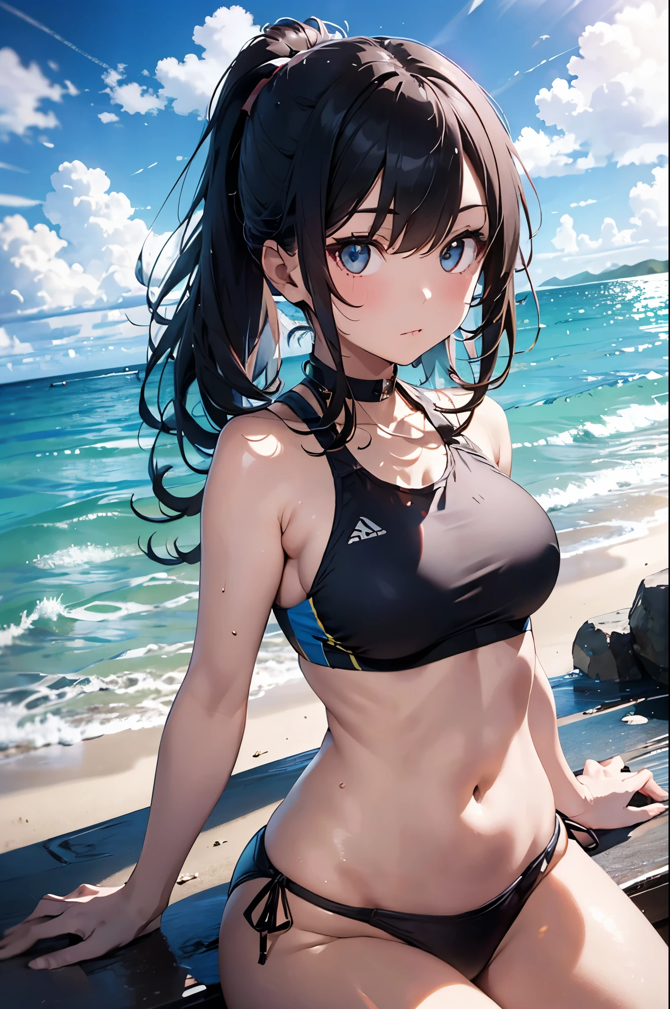 4K,8k,High resolution,
One beautiful young woman,Silver Hair、ponytail、
(Soft Saturation:1.3), (Fair skin:1.2),
(ultra-Detailed Background, Detailed Background), Bokeh,
break'Smiling portrait.,
When viewed from the front, The composition is symmetrical,
Looking straight at you with serious eyes,
break Swimwear, Colorful Bikinis, Center of chest,
Outdoor, Sea surface, null, sunlight,Summer beach, Sandy Beach,
Strong light, Front lighting,
(:1.3), (Cowboy Shot:1.2),
Front brake angle,
View your viewers,
Dynamic pose,
sitting on the beach
Seaweed、Seaweed、Seaweed、Seaweed、Seaweed、Seaweed、Seaweed、