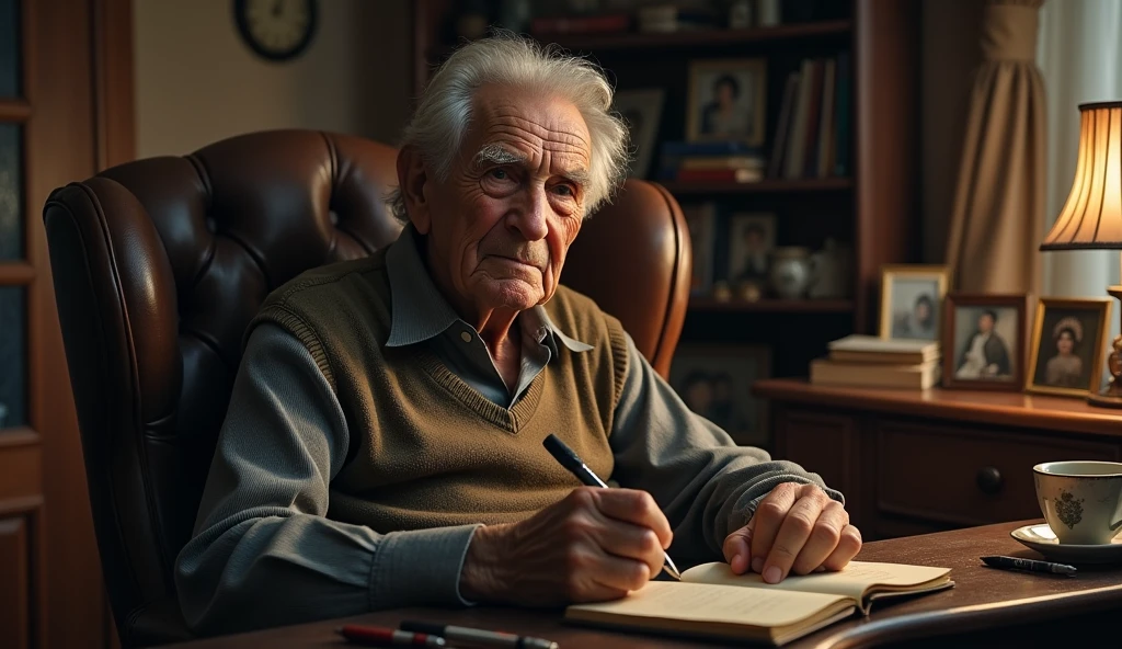 A old man recording his story