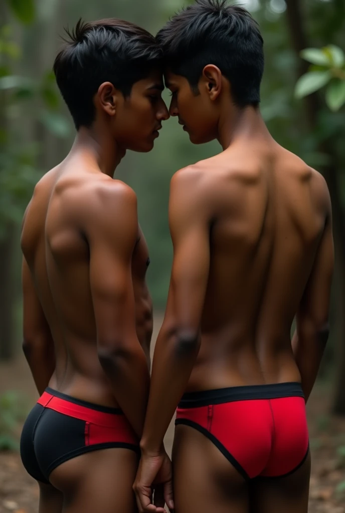 A 2 tow India  2 boy in black and red colour trunk underwear  in sex time trunk underwear only