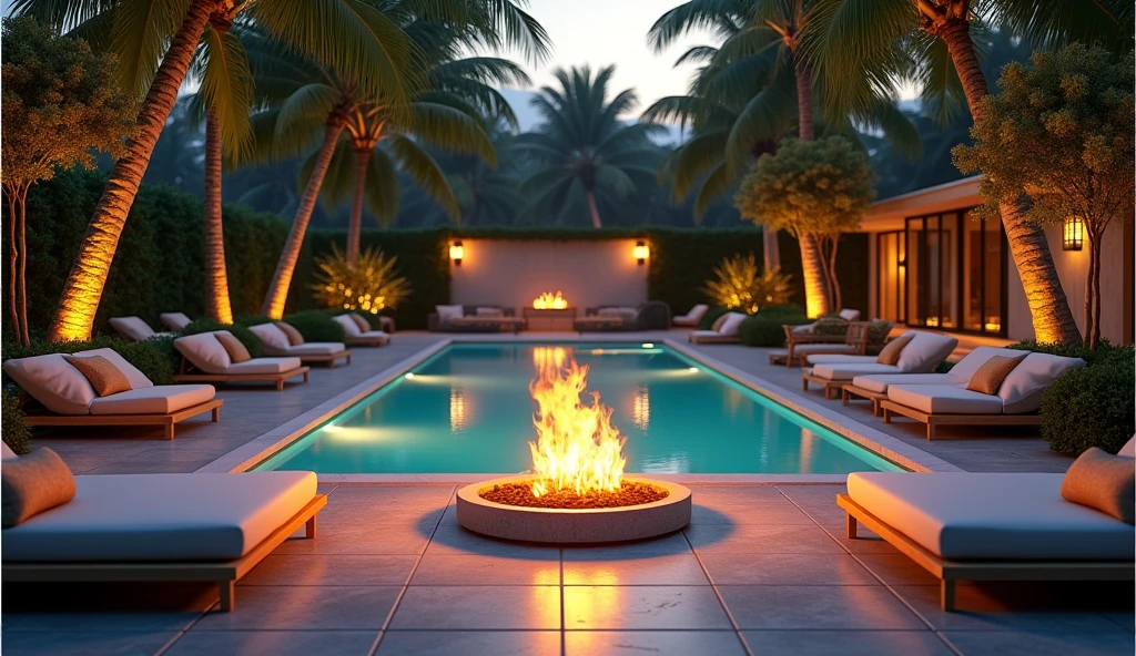 ((fire in the middle)), poolside lounge