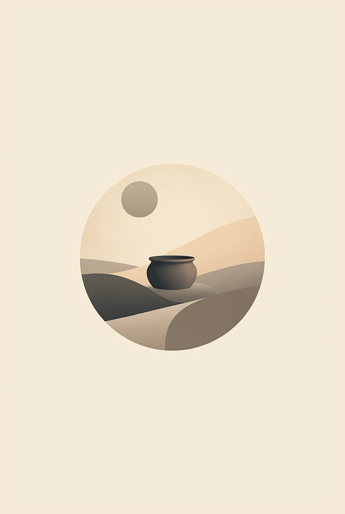Create a design that combines sand and pottery in the form of a minimalist round logo