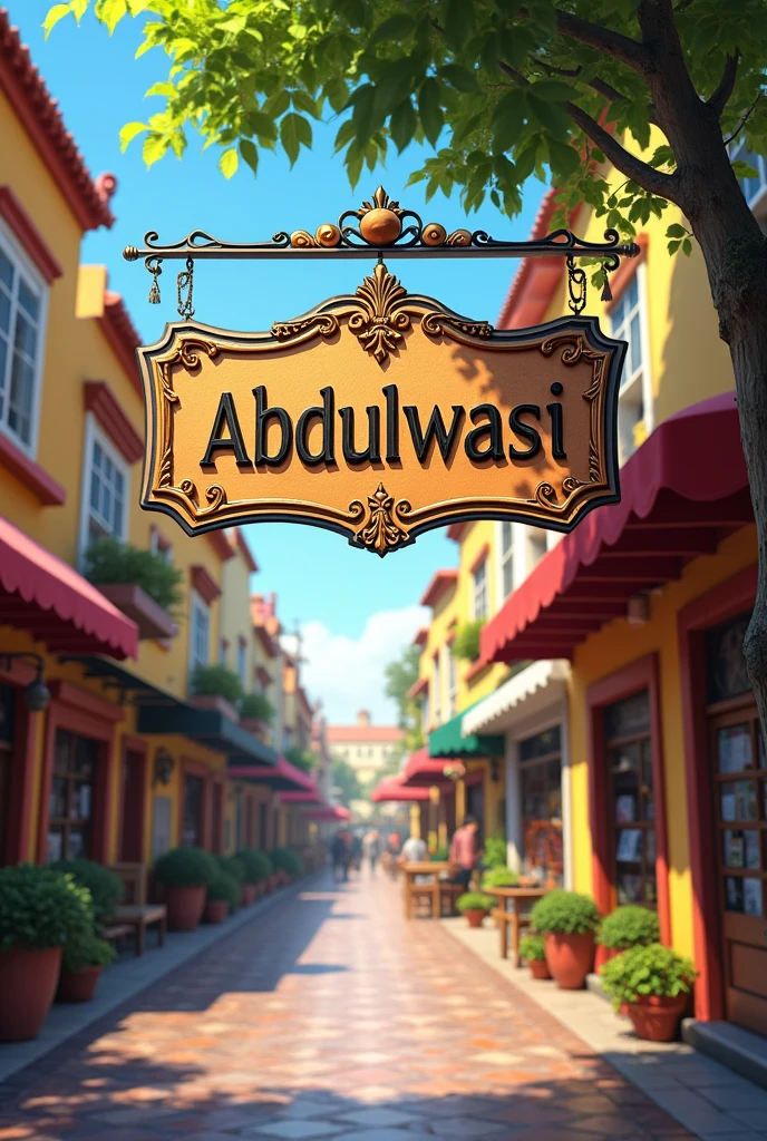 Abdulwasi name on a signboard in a beautiful street