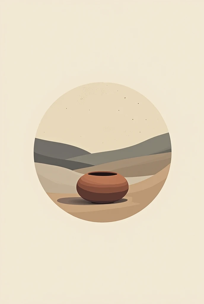 Create a design that combines sand and pottery in the form of a minimalist round logo