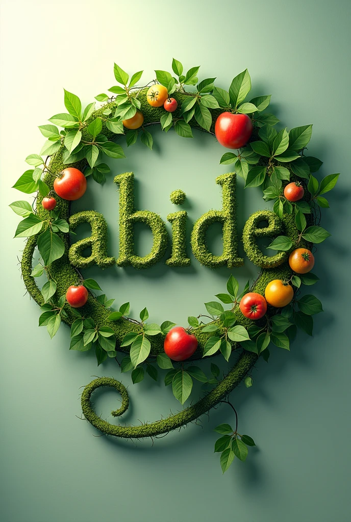 the word is "abide" create a vine that is wrapped around with the text with fruits