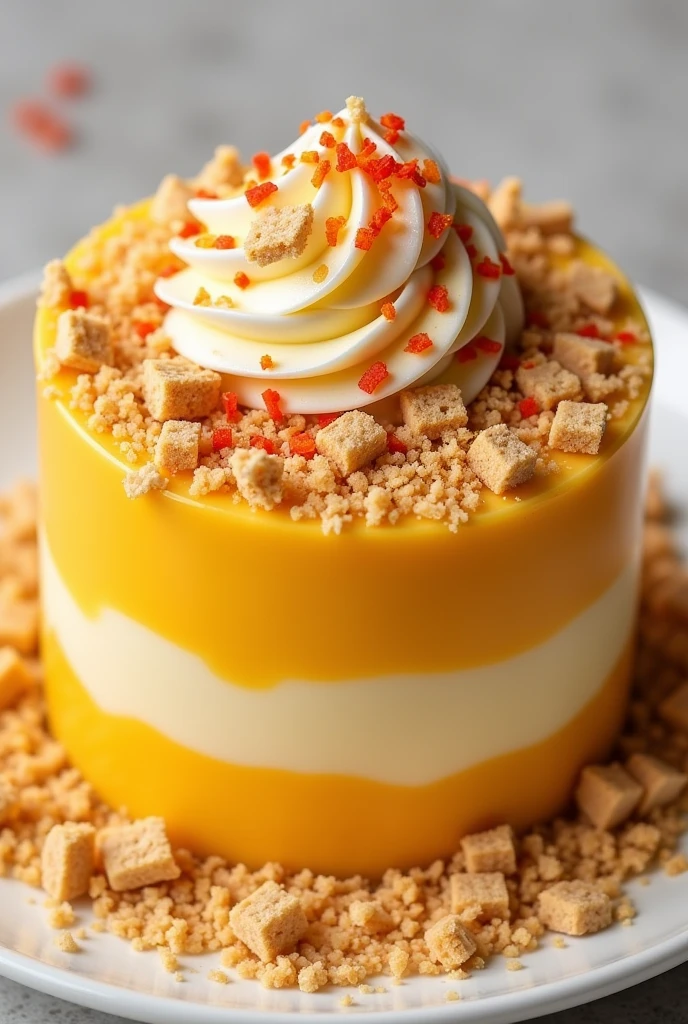 Show me an image of a Mango float with lot of Graham and Chilli on top