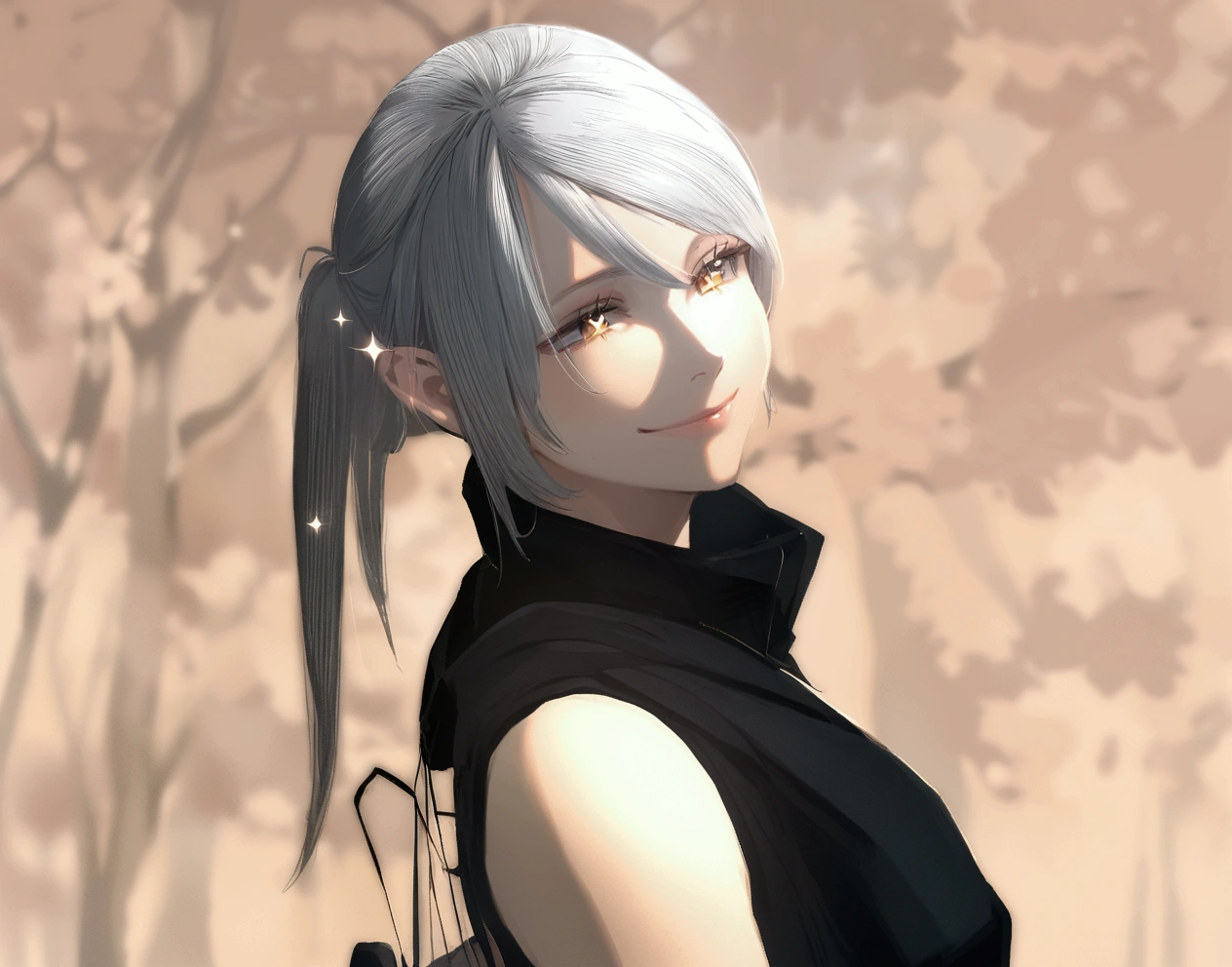 One person, solo, High resolution, Gaze, smile, Sparkling eyes, Hide your ears,