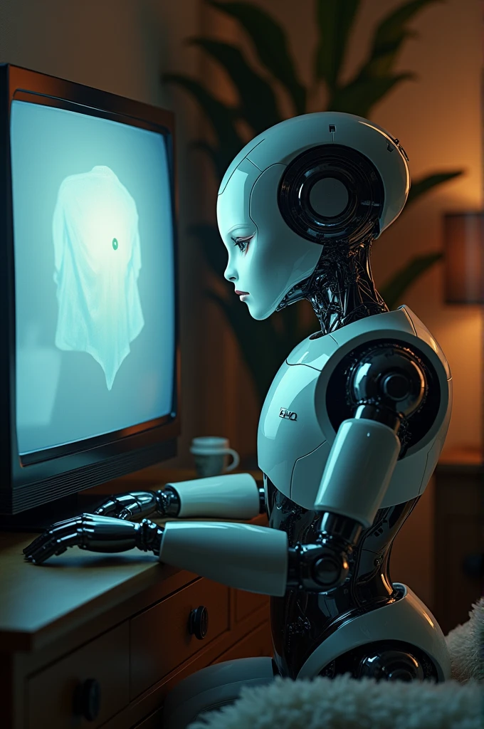 Robot watching TV