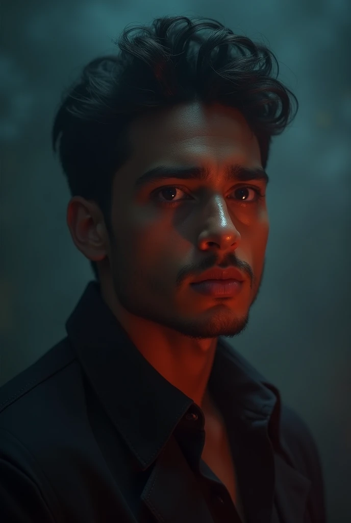 Renato Garcia, a Brazilian youtuber, hyperrealistic, cinematic, 2, scared expression, chiaroscuro lighting, dramatic shadows, intricate details, volumetric fog, photorealistic, 8k, highly detailed, award-winning art, moody atmosphere, striking colors, volumetric lighting, smooth shading, dramatic pose, realistic skin texture, beautiful eyes, elegant facial features