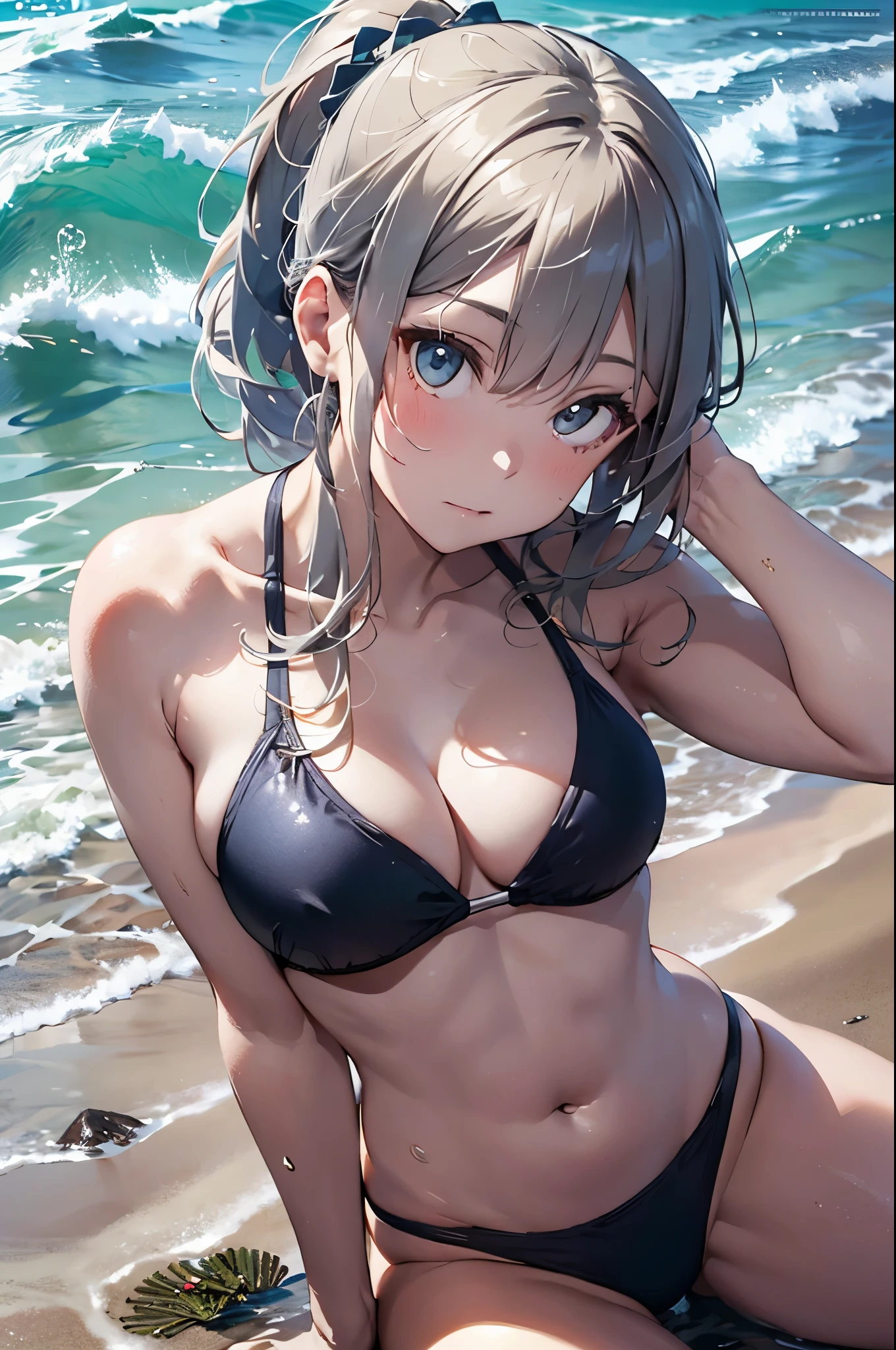 4K,8k,High resolution,
One beautiful young woman,Silver Hair、ponytail、
(Soft Saturation:1.3), (Fair skin:1.2),
(ultra-Detailed Background, Detailed Background), Bokeh,
break'Smiling portrait.,
When viewed from the front, The composition is symmetrical,
Looking straight at you with serious eyes,
break Swimwear, Colorful Bikinis, Center of chest,
Outdoor, Sea surface, null, sunlight,Summer beach, Sandy Beach,
Strong light, Front lighting,
(:1.3), (Cowboy Shot:1.2),
Front brake angle,
View your viewers,
Dynamic pose,
sitting on the beach
Seaweed、Seaweed、Seaweed、Seaweed、Seaweed、Seaweed、Seaweed、