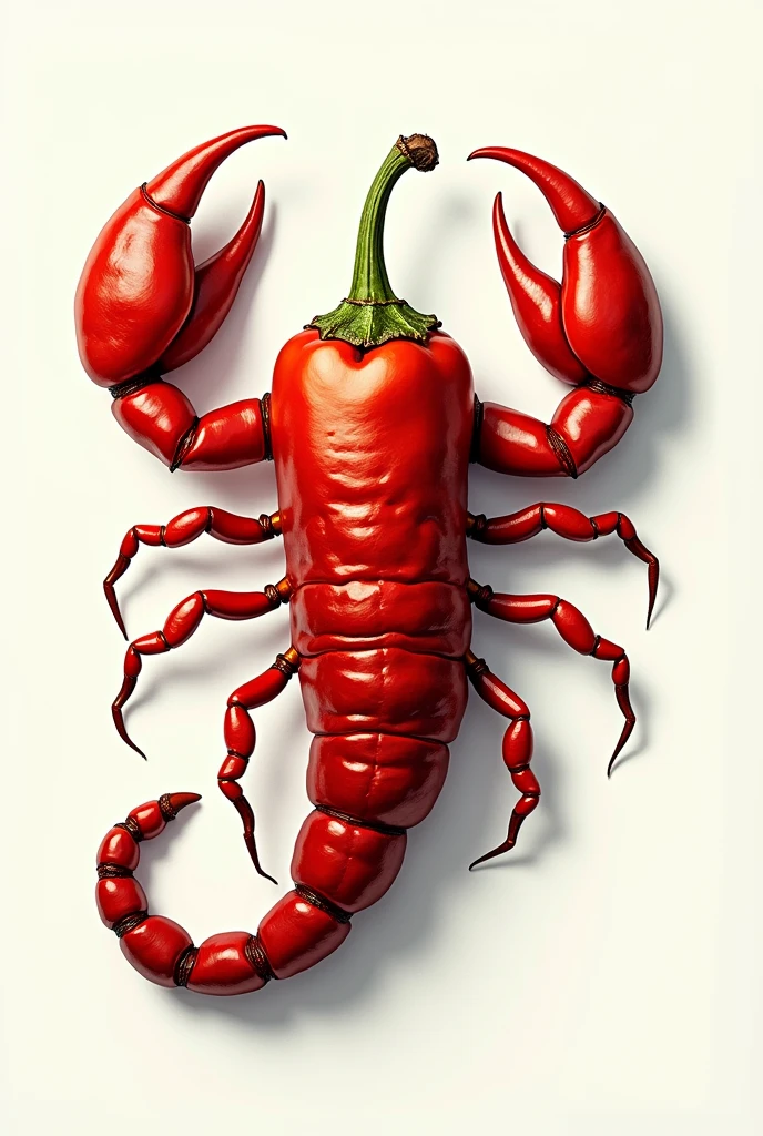 Create a logo of a pepper with a scorpion, have more traces of various peppers mixed in various scorpions
