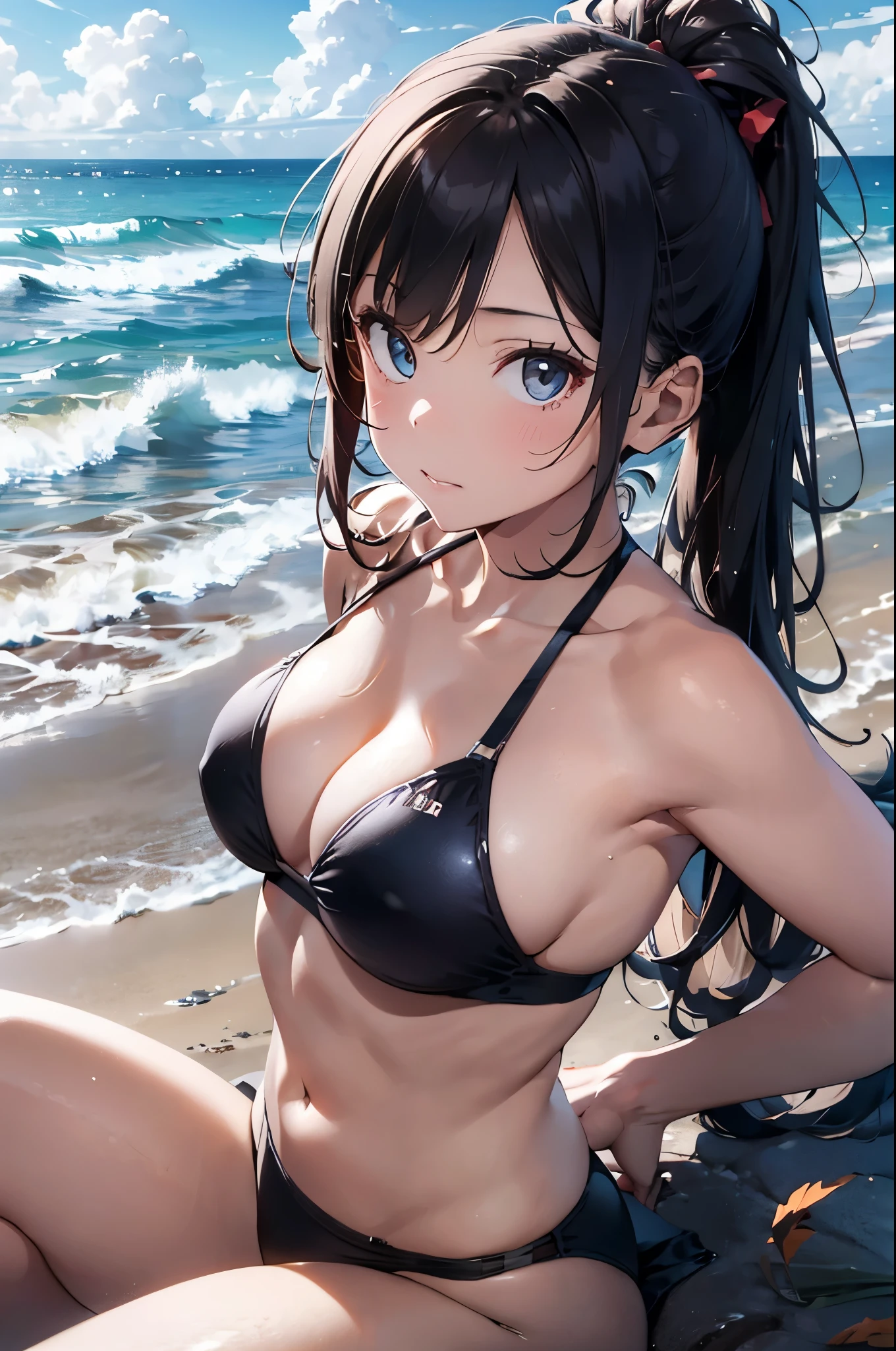 4K,8k,High resolution,
One beautiful young woman,Silver Hair、ponytail、
(Soft Saturation:1.3), (Fair skin:1.2),
(ultra-Detailed Background, Detailed Background), Bokeh,
break'Smiling portrait.,
When viewed from the front, The composition is symmetrical,
Looking straight at you with serious eyes,
break Swimwear, Colorful Bikinis, Center of chest,
Outdoor, Sea surface, null, sunlight,Summer beach, Sandy Beach,
Strong light, Front lighting,
(:1.3), (Cowboy Shot:1.2),
Front brake angle,
View your viewers,
Dynamic pose,
sitting on the beach
Seaweed、Seaweed、Seaweed、Seaweed、Seaweed、Seaweed、Seaweed、