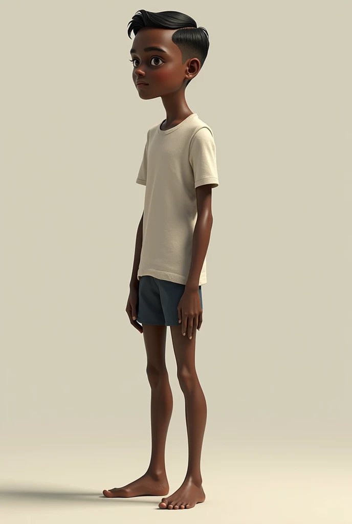 13 year old boy short hair, and tall body black skin color