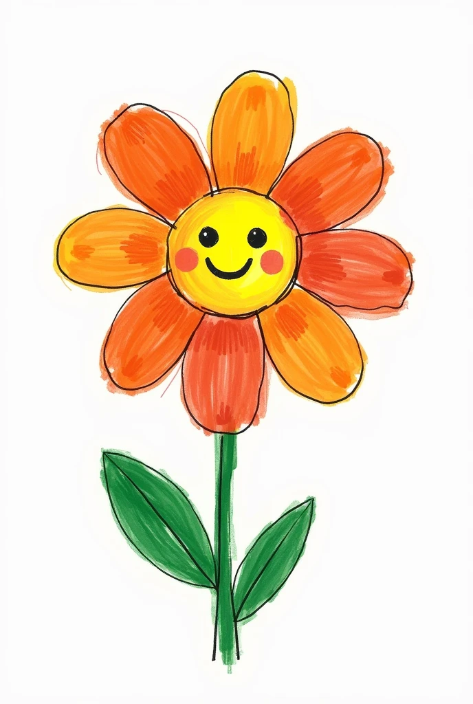 Create a logo for a brand with a child drawing a flower, and in the flower with a smile