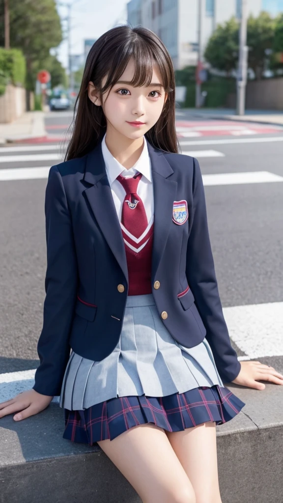 cute､high school girl､Idol､uniform､blazer､mini skirt､See-through､Fluttering in the wind､sit