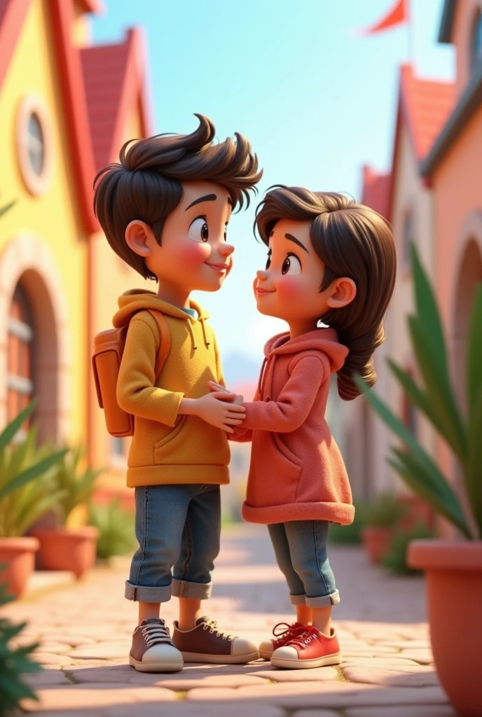 Young Boy and girlfriend ai 3d image cartoon type
