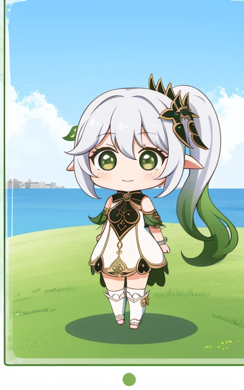  fullcg,Best quality,highest quality, 8k,Soft lighting, Confused, Looking at the audience, alone, smile, Knee socks,Nahida Genshin Impact | Character Lora 1283,((low length:1.5)),((chibi:1.5)),((little child girl)),1girl,difficult,Cute official outfit,cowboy shot,Beautiful cityscape,