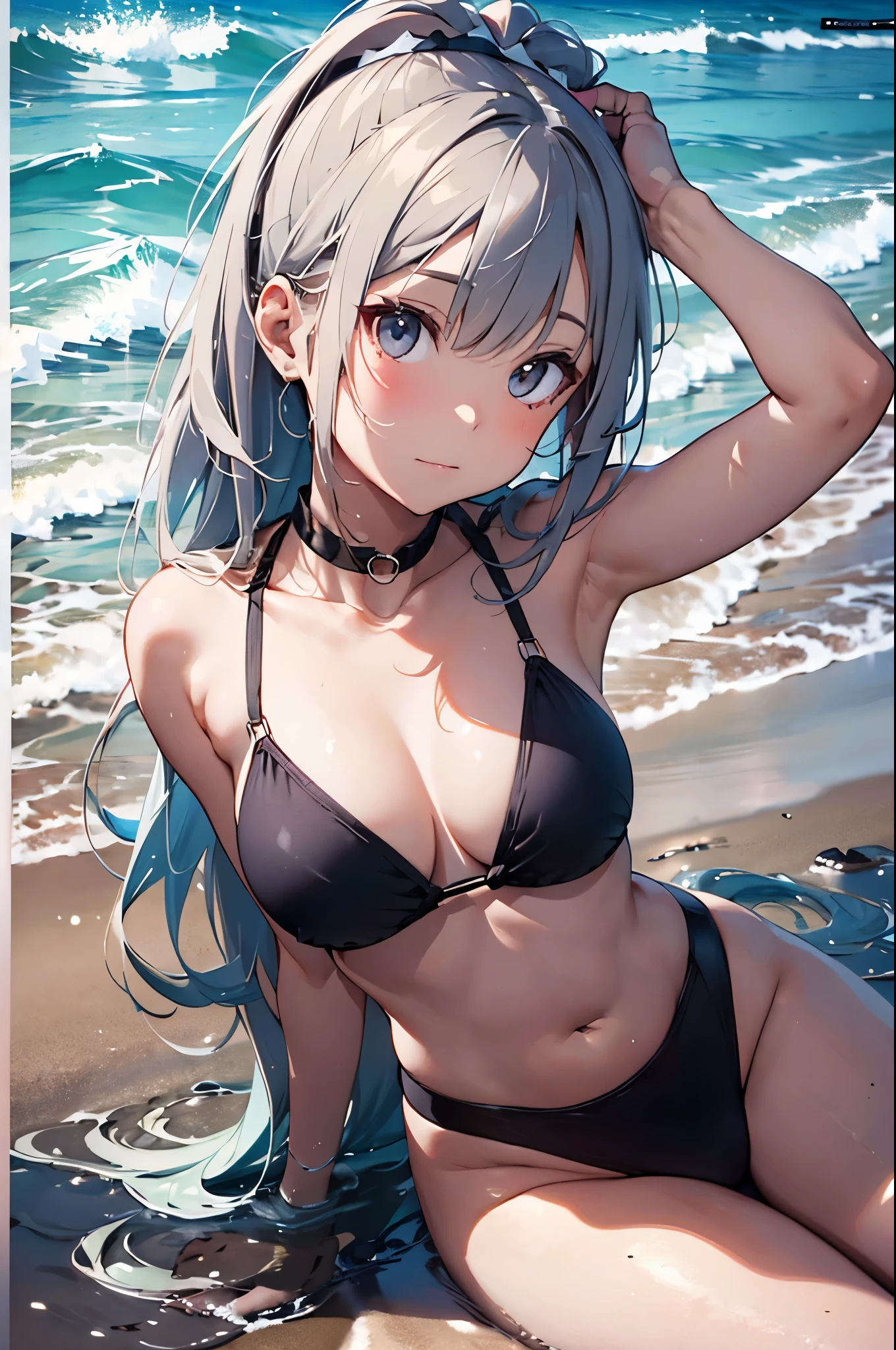 4K,8k,High resolution,
One beautiful young woman,Silver Hair、ponytail、
(Soft Saturation:1.3), (Fair skin:1.2),
(ultra-Detailed Background, Detailed Background), Bokeh,
break'Smiling portrait.,
When viewed from the front, The composition is symmetrical,
Looking straight at you with serious eyes,
break Swimwear, Colorful Bikinis, Center of chest,
Outdoor, Sea surface, null, sunlight,Summer beach, Sandy Beach,
Strong light, Front lighting,
(:1.3), (Cowboy Shot:1.2),
Front brake angle,
View your viewers,
Dynamic pose,
sitting on the beach
Seaweed、Seaweed、Seaweed、Seaweed、Seaweed、Seaweed、Seaweed、