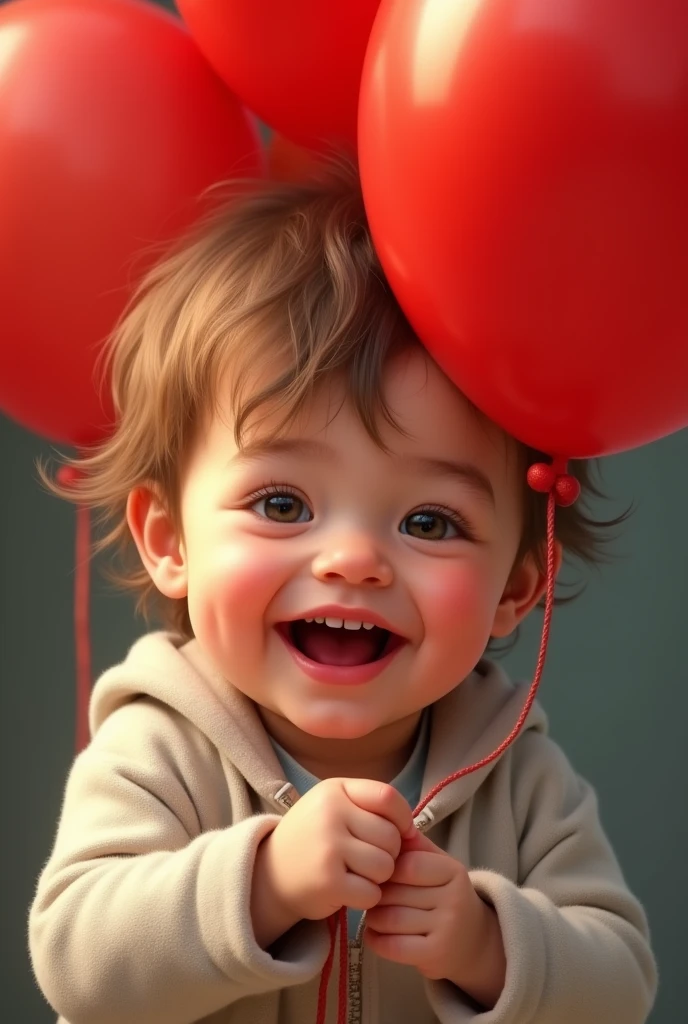 realistic picture of a holding a red baloon