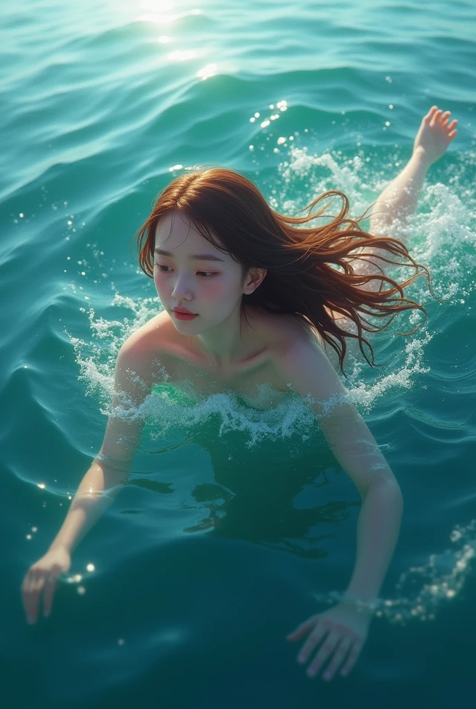 A naked teenager spreading her legs,  very excited, ouvrant la bouche, tirant la langue, Cheveux courts, at the bottom of a coral reef, A photorealistic painting, inspired by Yanjun Cheng, Gagnant du concours Artstation, corps entier, petit loli sinueux, nage sous l'eau. Realstic, of youthful Japanese beauty, Realistic cartoon, dissoudre ses cheveux sous l'eau devenant chauve, air bubbles escaping from his mouth, (((((fille chauve))))),