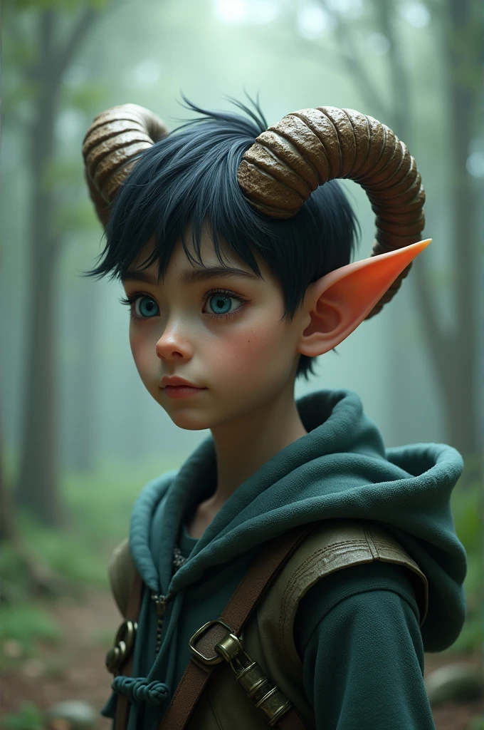 A Ntrovert boy with blue aye and horn