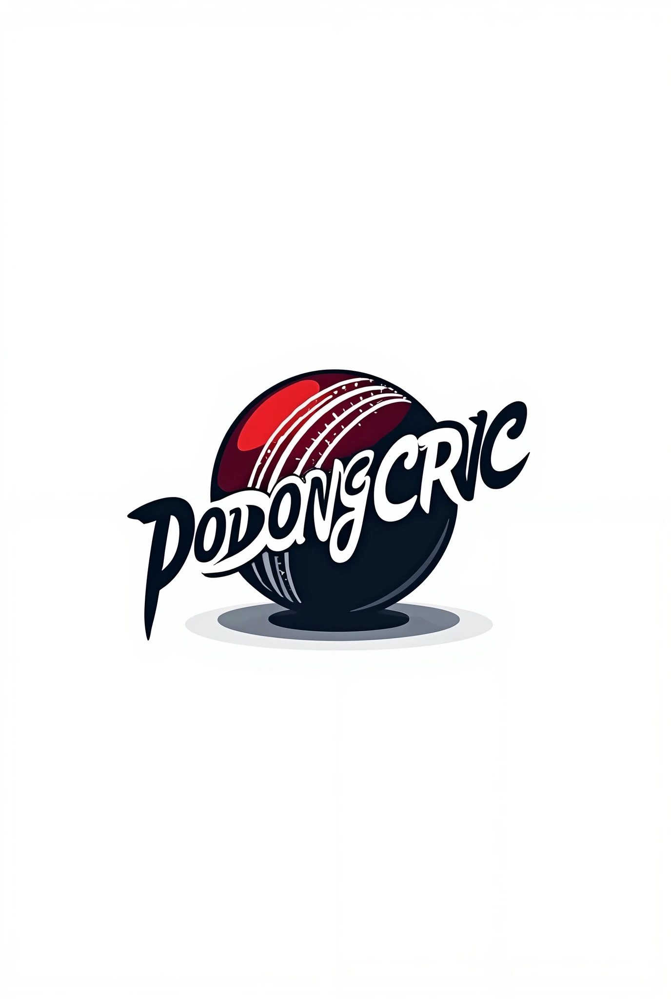 Create for me CRICKET logo wrote PODONGCRIC white background 