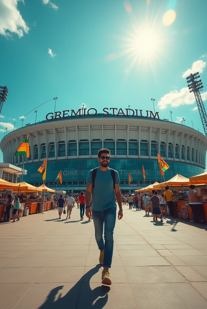 Create a photo of yourself going to visit the Gremio stadium
