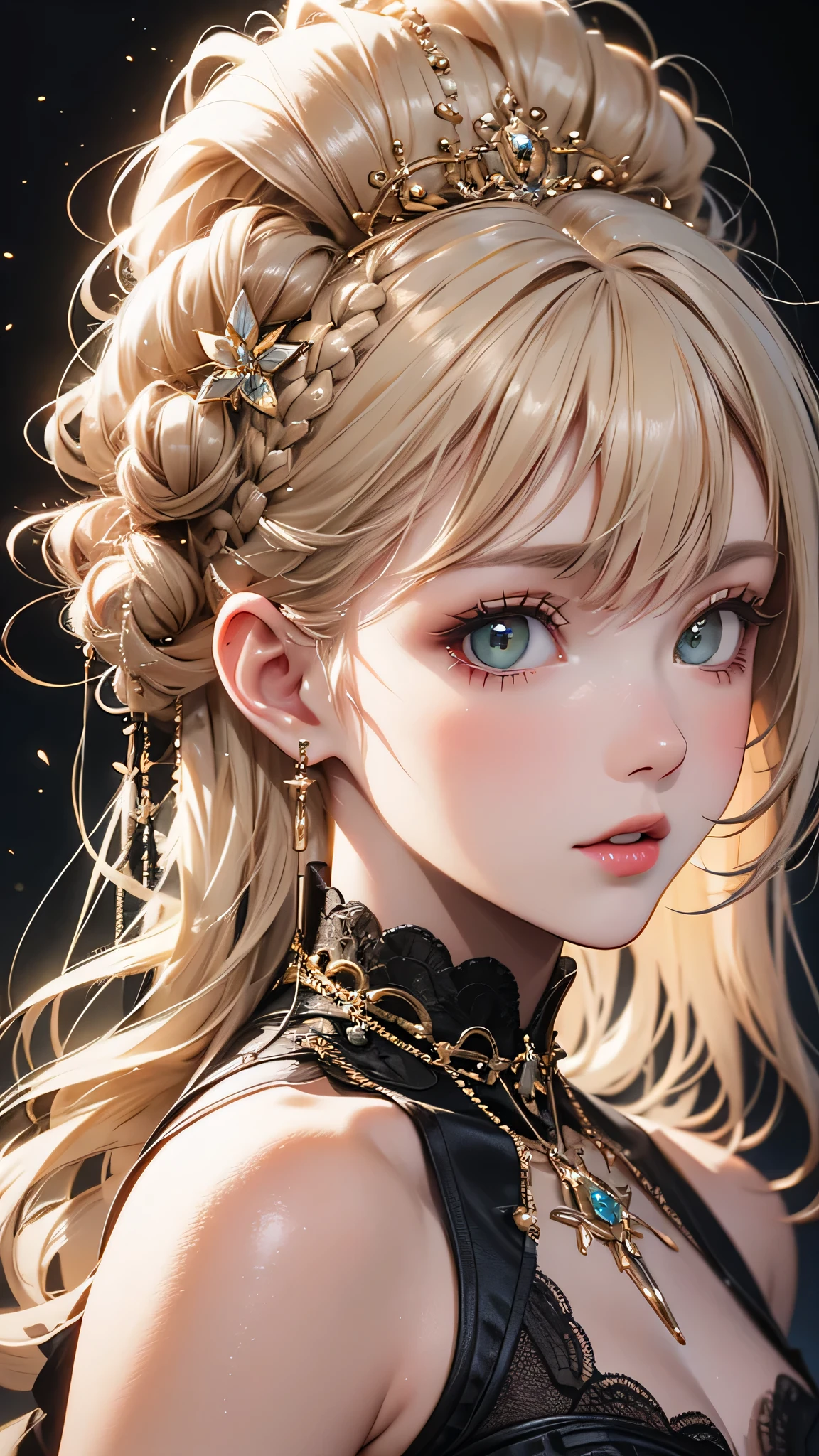 Immerse yourself in the elegance and sophistication of this beautiful blonde with captivating sparkling green eyes.. Utilizing 3D technology and Octane rendering at 8K resolution、Her detailed face is rendered in a hyper-realistic way。. Exquisite sharp details and smooth rendering style, Combined with film studio lighting, It will make this work of art a true masterpiece.. We hope ArtStation will become a trendsetter in the digital art community.、Get ready to turn heads.