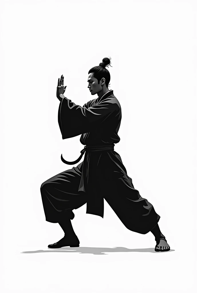  Black and white kung fu greeting image logo .Image with plain white background