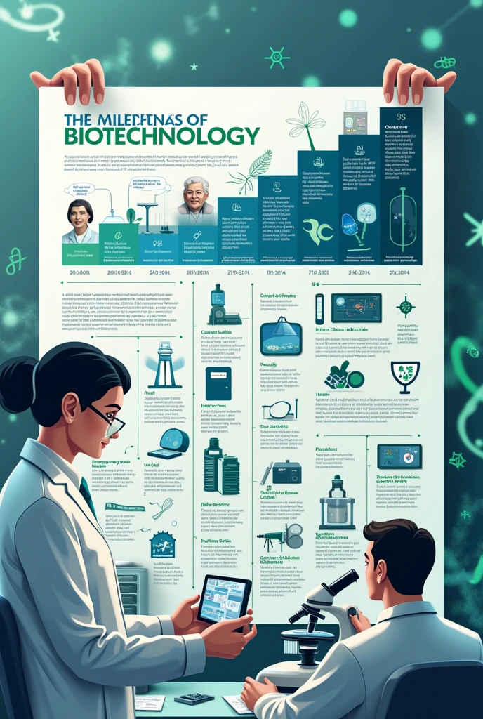 Make a poster on  chart about the history of biotechnology
