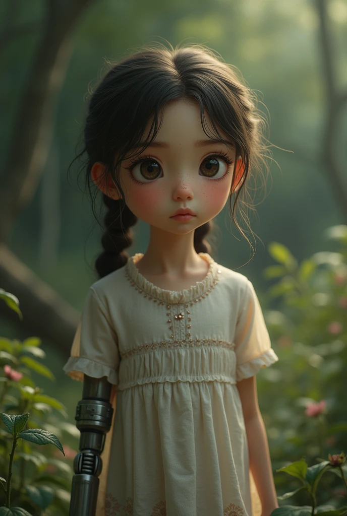 "((Innocent)) girl, golden hour, dreamy meadow, ethereal, whimsical, flowing dress, soft sunlight, enchanting, butterfly wings, (pastel clouds), liquid reflections