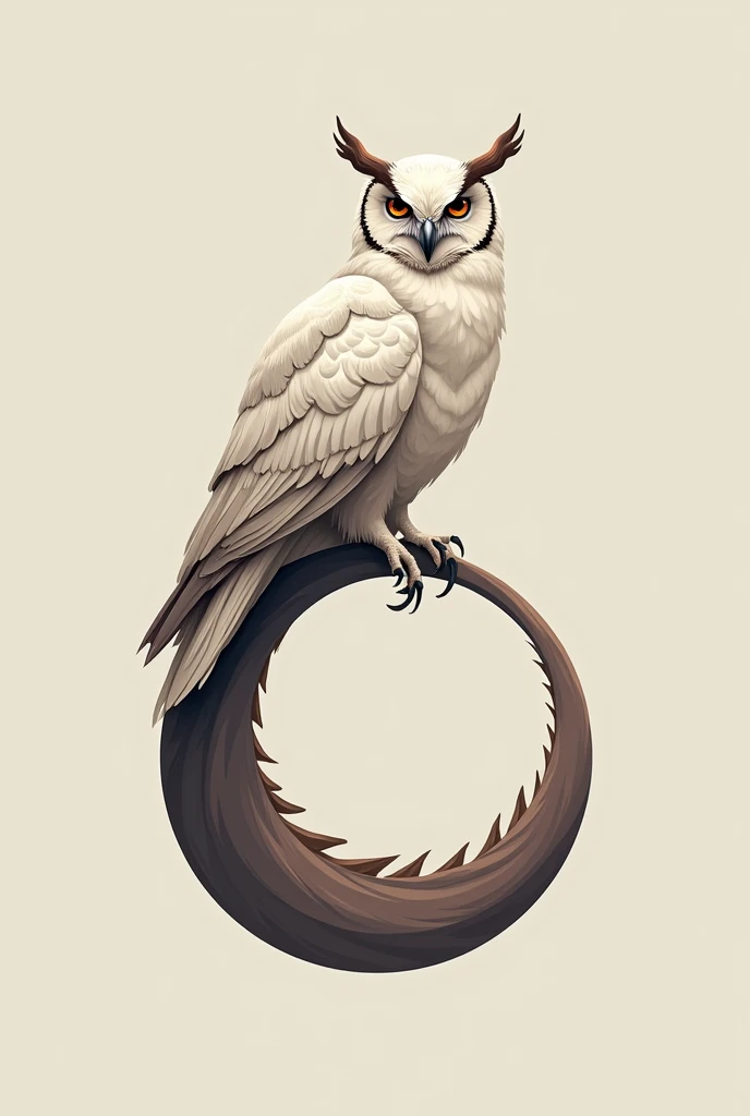 owl logo perched on a round simple dragon




