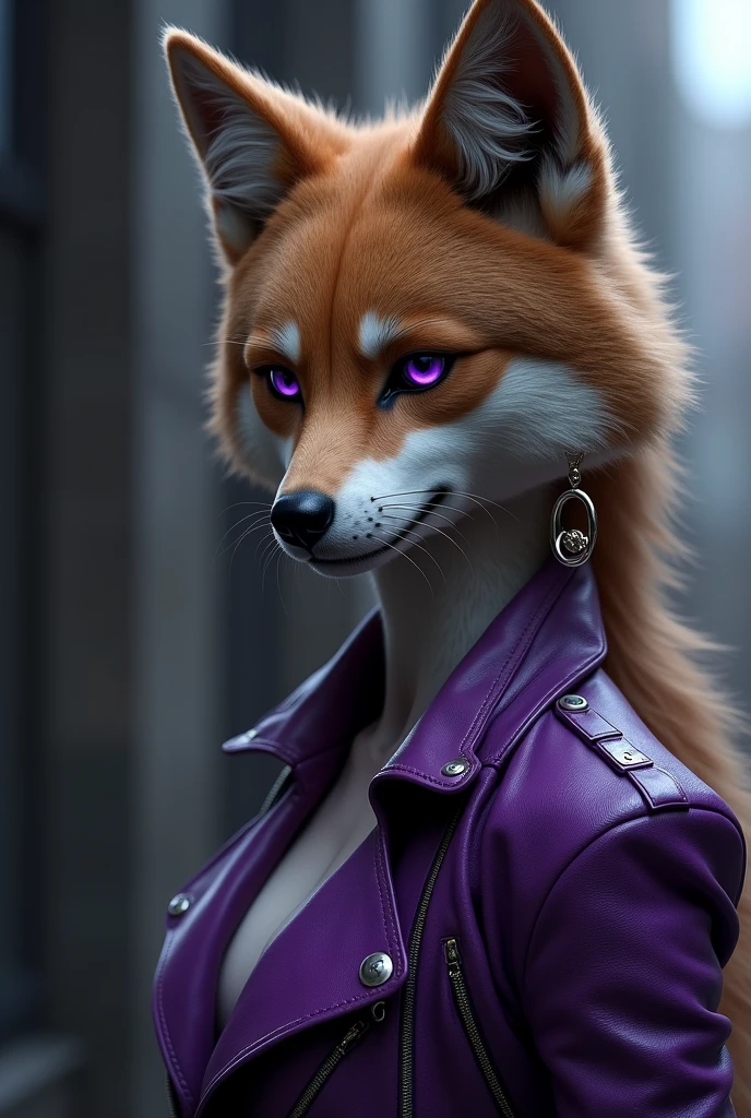 anthro,fox,Female,wearing a tight leather suit,thinly,rain,I'm wet from the rain,Japanese temple,upper body,middle chest tattoo,Extend your hand towards the viewer,ultra realistic, 8k,