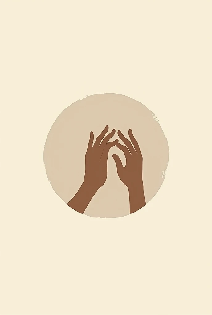 Logo rond minimaliste abstrait avec des mains qui font de la poterie avec du sable