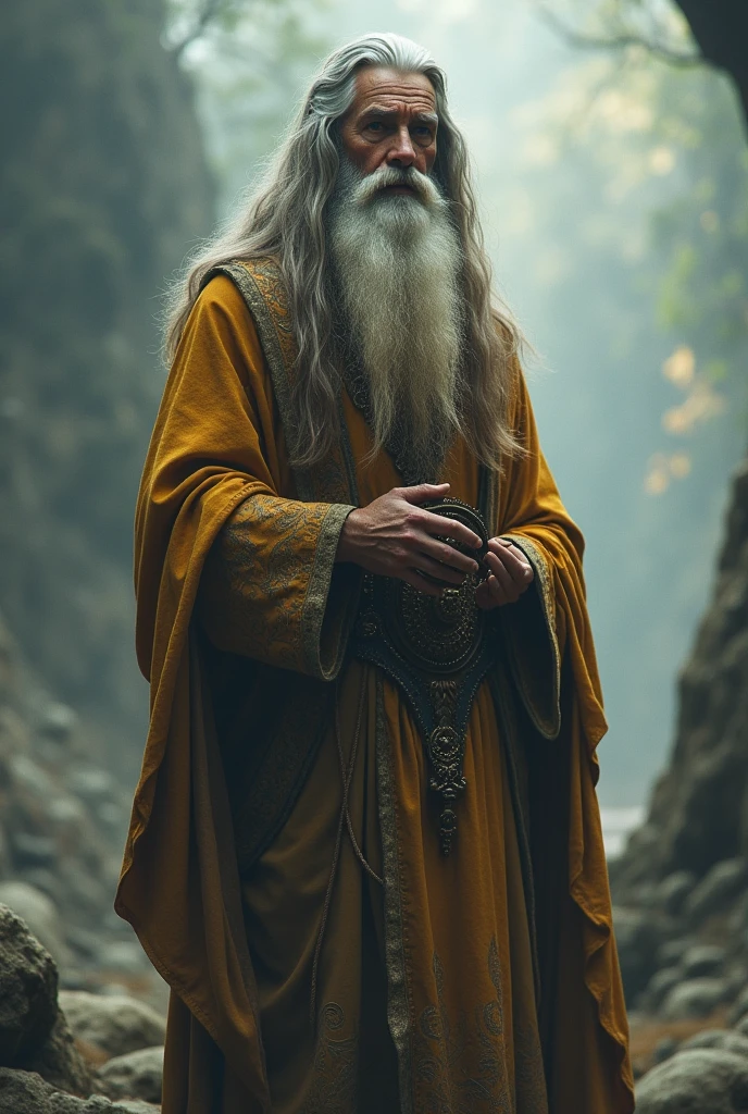 Abakuk prophet with long beard and long hair