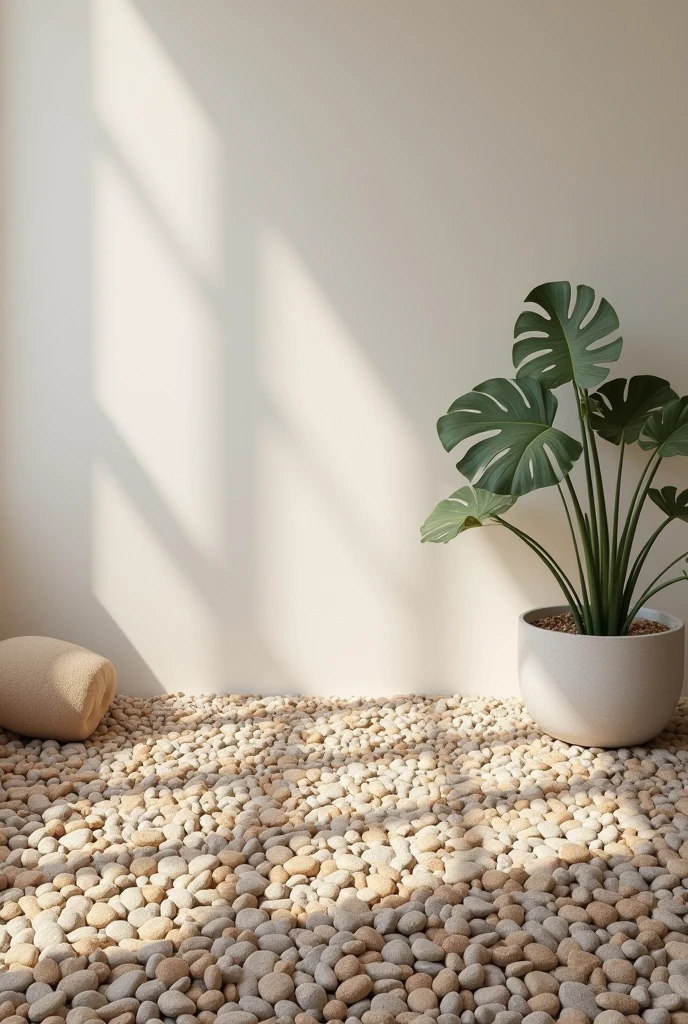 Pebble floor with cement and light brown small stones