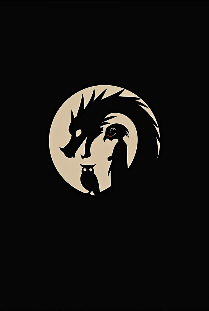 simple black circle dragon and owl logo for jersey