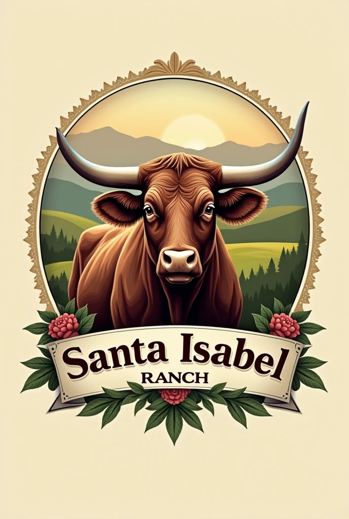 I need a logo for a Brahma cow ranch that says Santa Isabel ranch