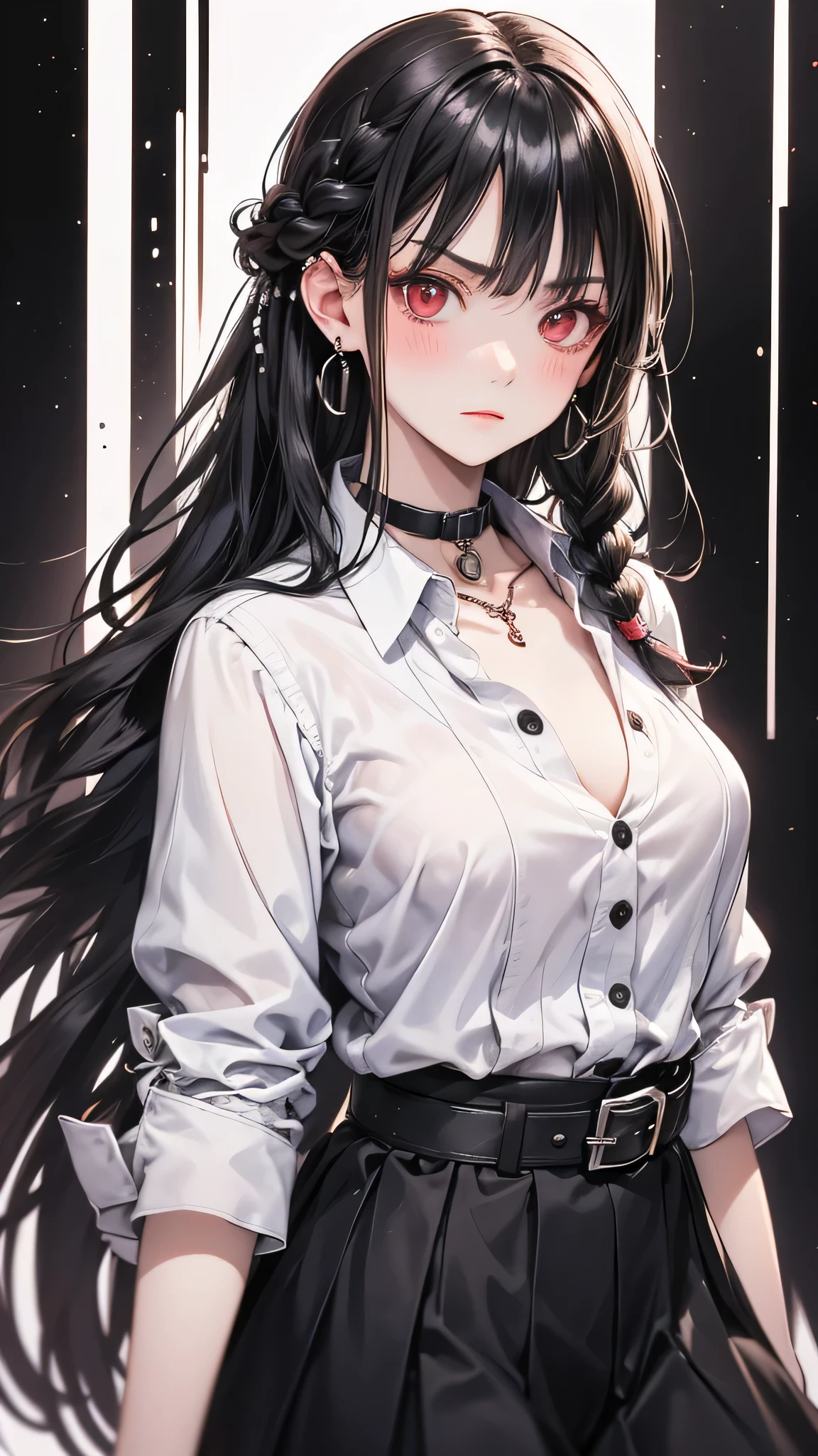 anime girl with long black hair and a white shirt, seductive anime girl, from girls frontline, tifa lockhart with white hair, guweiz, tifa lockhart, top rated on pixiv, attractive anime girl, ecchi anime style, artwork in the style of guweiz, seductive tifa lockhart portrait, painted in anime painter studio