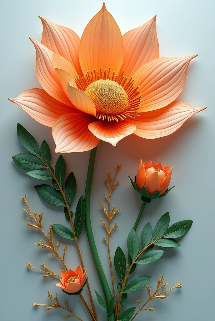 Elegant stop-motion animation of a 3D growing Voynich flower, rendered with Maki-e-inspired fine ornaments and intricate details. The flower blooms into a full, magnificent design, with a filigree and opulent structure. The aesthetic is magical and enchanting, with a focus on sharp, clear visuals and rich details, avoiding any exposure issues, soft focus, excessive filtering, or noise. Technically perfect, high-quality render with vivid colors and balanced lighting