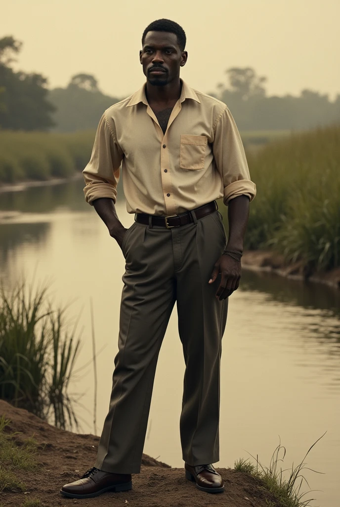 A 40's decade mulatto's man on the river