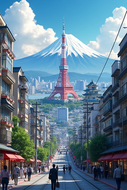 Tokyo Tower Tokyo Skytree Edo Castle Japanese-style city Metropolitan area Tokyo Bay Metropolitan Expressway Bayshore Line Mount Fuji