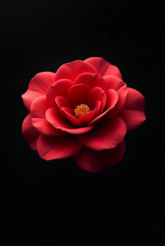 Logo depicting a red camellia flower on a black background