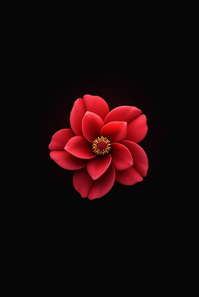 Please make a simple logo with a red camellia flower on a black background. I will use it for Discord.