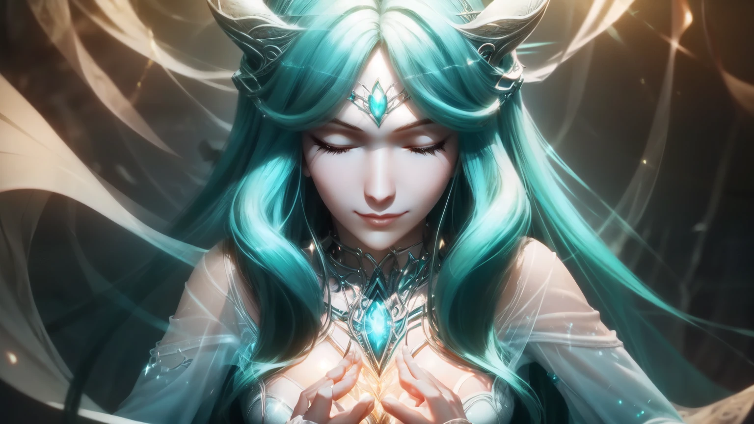 Style-SylvaMagic, award winning character concept art of a beautiful dryad sitting against a citrus tree, in a beautiful orange citrus grove, citrus fruit in trees, amazing body, smiling, happy, laughing, jubilant, light blue hair, golden horns, beautiful gossamer see through dress, blurry_background, breasts, smile, voluptuous, natural lighting, medium_breasts, lips, looking_at_viewer, solo, from above, highly detailed 8k character concept portrait studio lighting, sunlight, beautiful lighting,