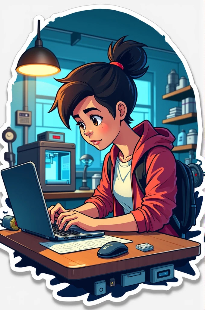 Generate an sticker for laptop of a student working in Makerspace