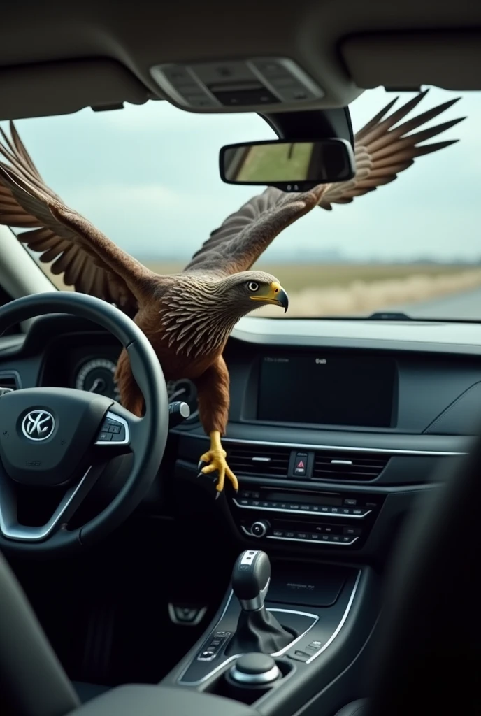 Eagle in a car